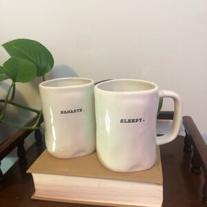 Rae Dunn Cream Paper Bag Mugs - Namaste and Sleepy